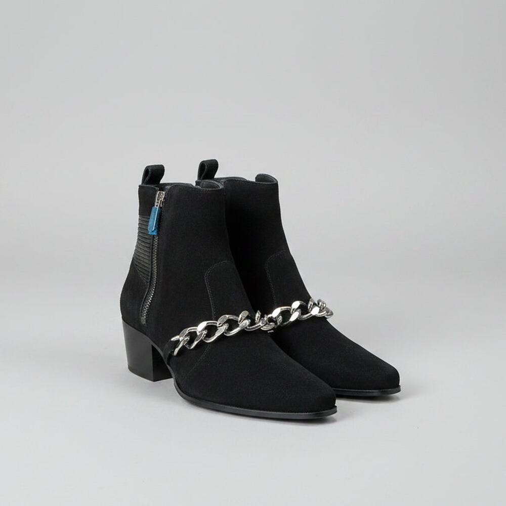 Balmain black suede Ella Chain boots, size 7.5, NEW WITHOUT BOX!
